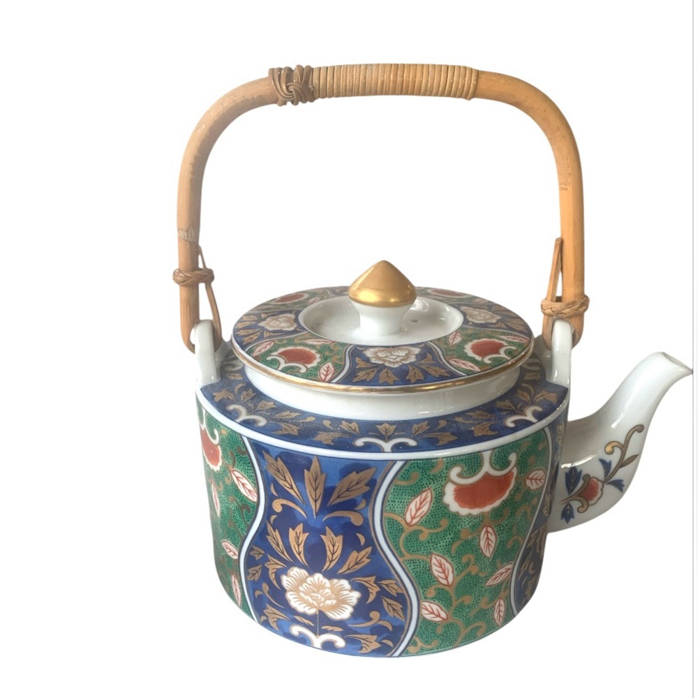 OMC Otagiri Japan Sake Teapot  Bamboo Handle w/ 6 Tea Cups & 4 Desert Plates - Picture 8 of 10